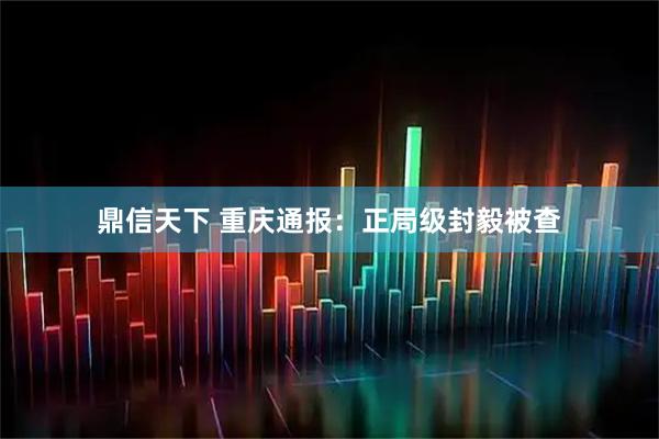 鼎信天下 重庆通报：正局级封毅被查