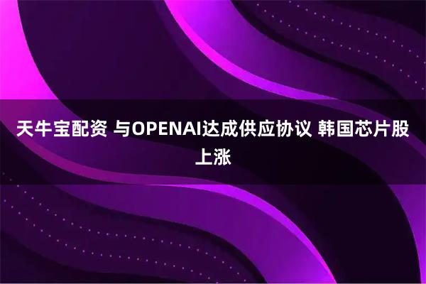 天牛宝配资 与OPENAI达成供应协议 韩国芯片股上涨