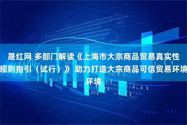 晟红网 多部门解读《上海市大宗商品贸易真实性规则指引（试行）》 助力打造大宗商品可信贸易环境